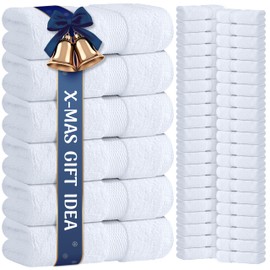Wealuxe White Washcloths 48 Pack - 600 GSM 100% Ring-Spun Cotton Wash Cloths for Showering, Highly Absorbent and Soft | 12x12 Inches