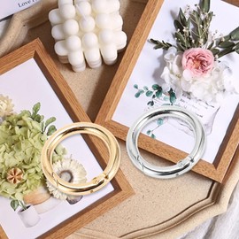 DIY Spring Ring Clasps, Copper 35mm Spring Clasps, 20pcs for Necklaces, Bracelets, Earrings, Bead Jewelry Making, Easy to Open and Close with Small Hole Diameter 20mm (Silver)