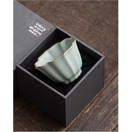 Apingjenz Tea Cup, Chinese Famous Ru Kiln Teacup, Ru Porcelain Cup, 3.72 oz/110 ml Small Asian Tea Cups