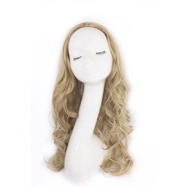 Bombshell Hair Extensions 3/4 Half Head Hair Piece 24 inches Heat Resistant Synthetic Long Curly Thick Wig (M14 HIGHLIGHTS MIX BLONDE)