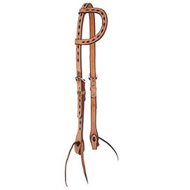 NRS Natural Roughout Single Ear Headstall with Buckstitch and Tie Ends