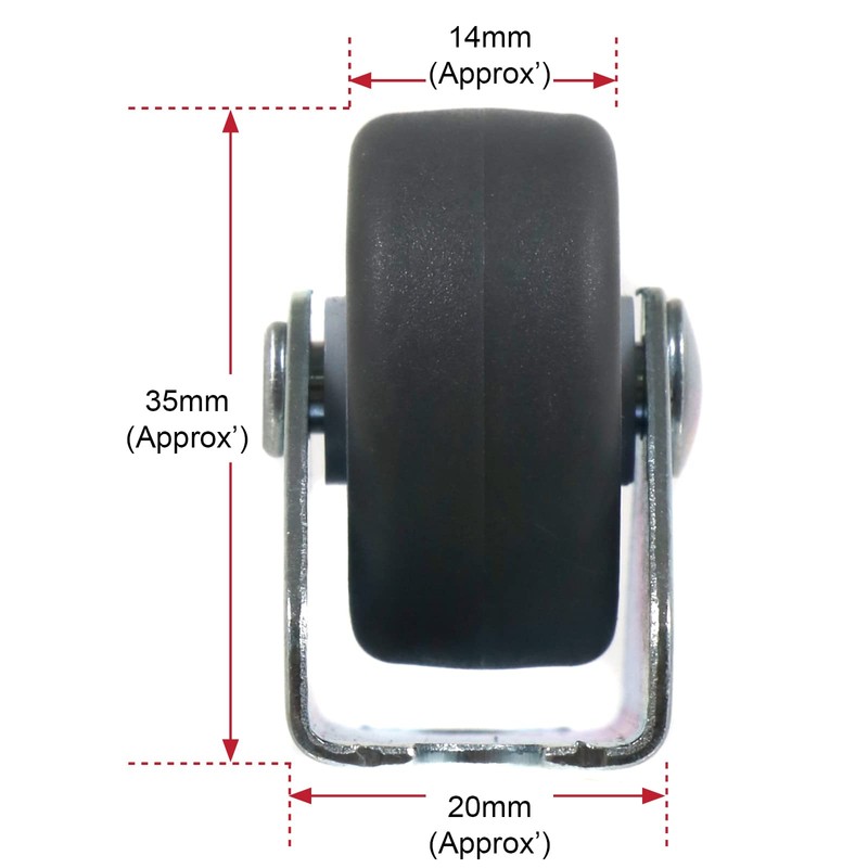 SPARES2GO Universal Castor Trolley Wheels Fixed Plate Fixing 1'' Mini
