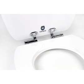 TOPSEAT Art of Acryl Elongated Toilet Seat w/Slow Close Chromed Metal Hinges, Wood, Beach