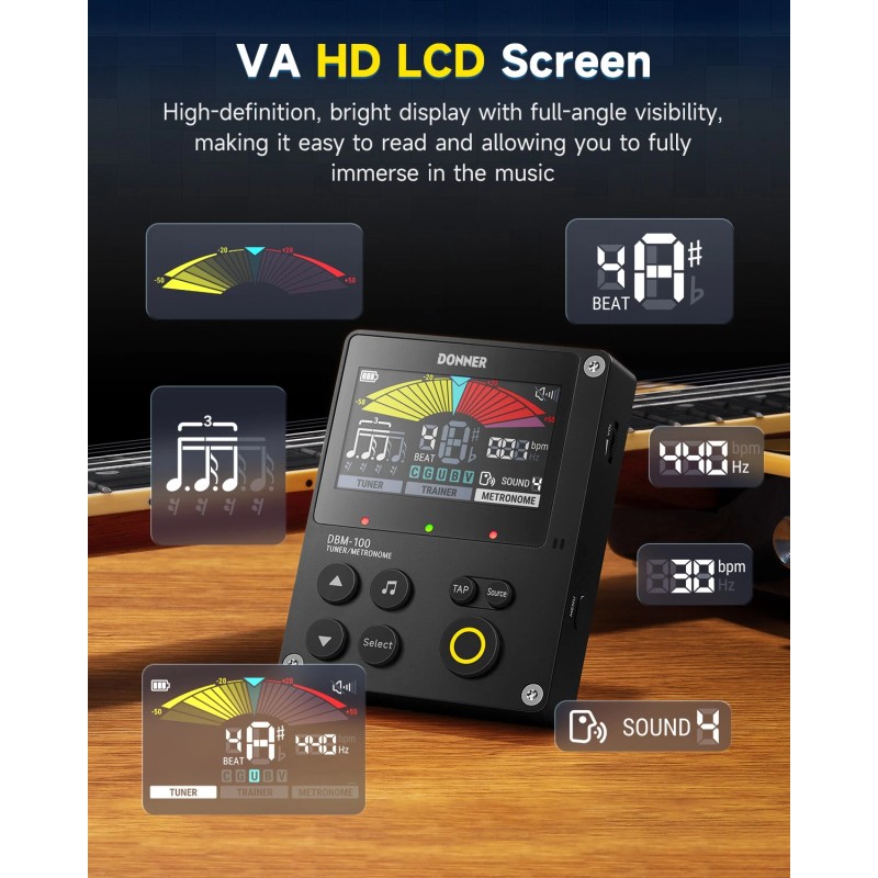 Donner DBM-100 Portable Digital Metronome Tuner With Training Rhythm Mode