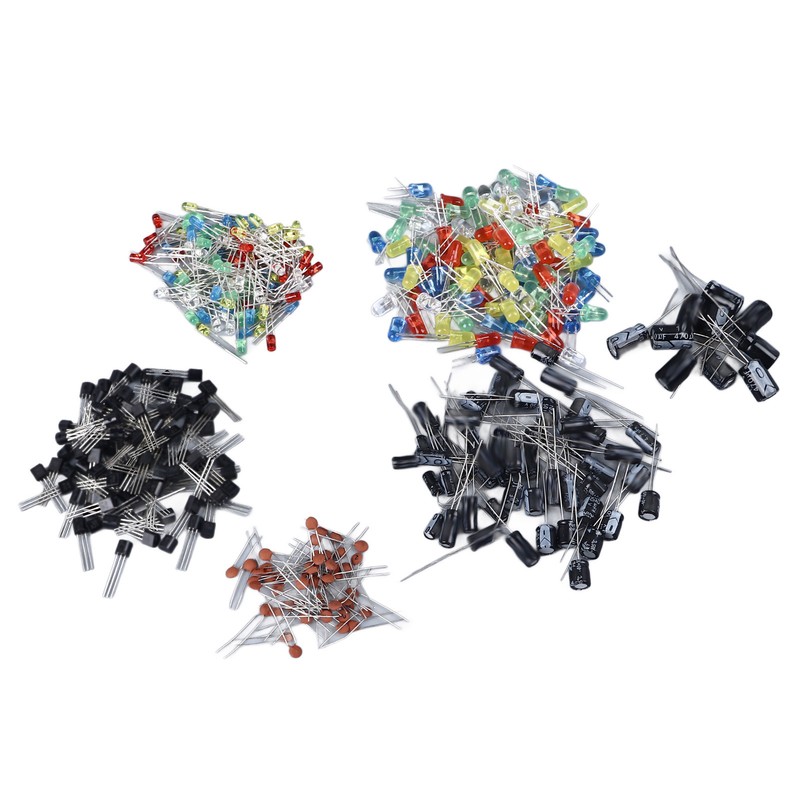 1500PCS Electronic Component Kit Resistors Transistors Ceramic Electrolytic Capacitors LED