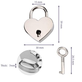 RMENOOR 2 Pieces Lock Heart Padlock Heart Lock Mini Vintage Love Lock Heart Shape Silver Love Heart Lock with Keys Heart Locker for Diary Travel Locker Jewellery Storage Box