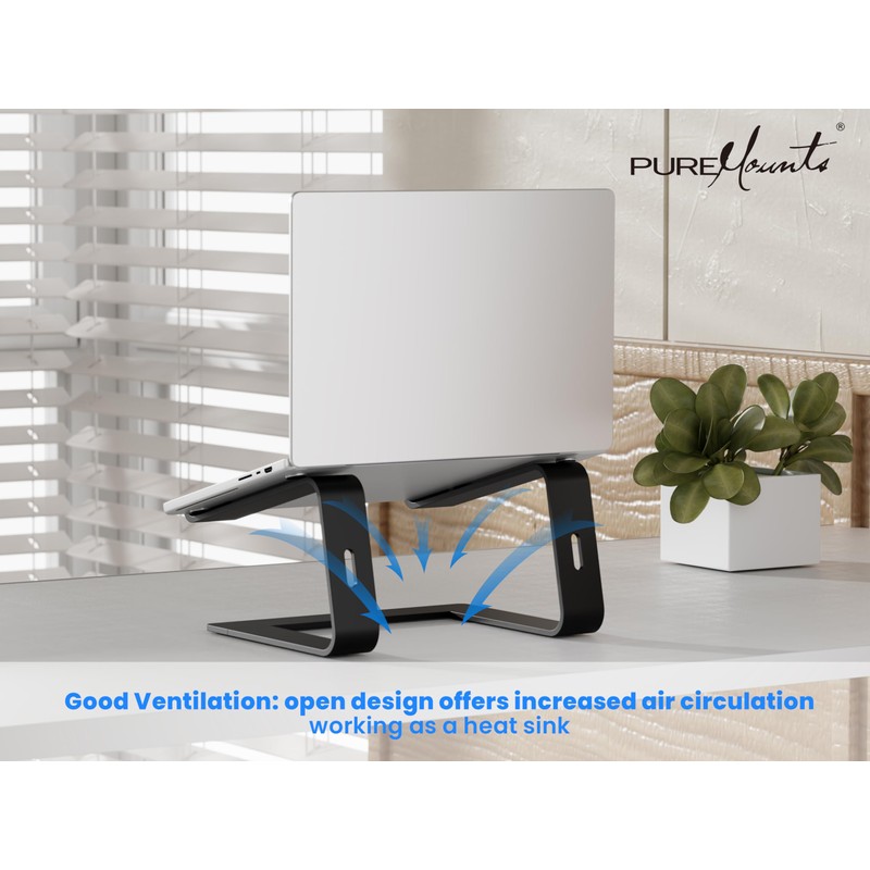 PureMounts Laptop Stand, Ultra-Slim, Ergonomic Aluminium Notebook Holder with Ventilation