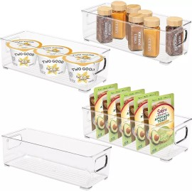 BHome and Co 4 Plastic Storage Bins - Pantry Organization and Storage Containers (stackable)