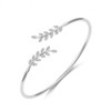 Philip Jones Silver Plated Leaf Bangle Created with Zircondia® Crystals