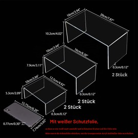 PandaHall Pack of 6 Acrylic Display Riser Stand U-Shaped Jewellery Display Holder Clear Acrylic Display Stand Holder 3 Steps Clear Riser Shelf Display Case for Jewellery Display Store Fixture Table Decoration