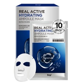 [K Beauty] Real Active Hydrating Ampoule Sheet Mask | Moisturizing and Nourishing for All Skin Types | Vegan Sheet Masks with Hyaluronic Acid | Korean Face Masks Skincare | Facial Mask | 10 Sheets
