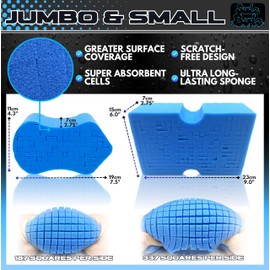 Sudz Budz® Premium Grid Car Wash Sponge 2pc Jumbo/Ergonomic | Anti-Marring Sponge for Soap and Rinseless Washing | Soft, Scratch-Free, Durable Foam. Cross-Cut Sponges for Cleaning and Detailing