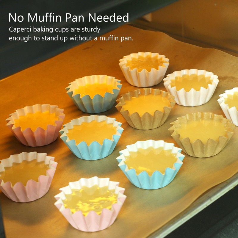 Caperci Grease-Resistant Pink Mini Cupcake Liners 200 Counts - Heavy