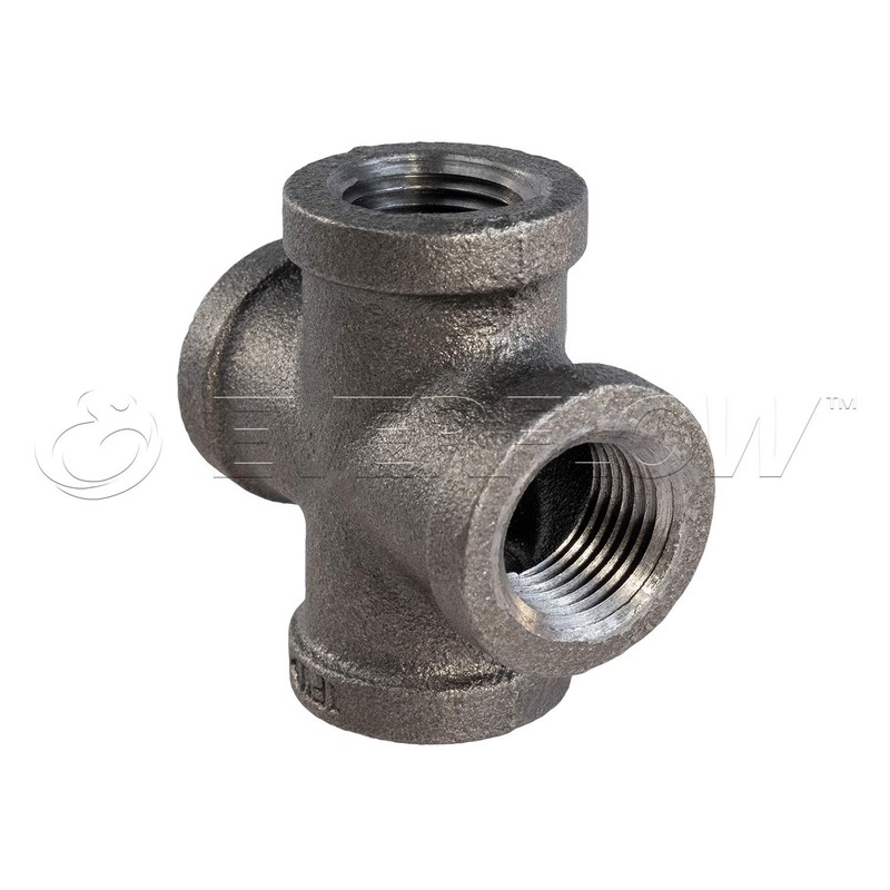SUPPLY GIANT CNDS0018 Black Malleable Cross Fitting, 1/8", 1/8 Inch