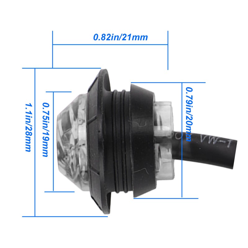 10pcs Side Marker Light 3LED IP68 Waterproof Round Clearance Indicator