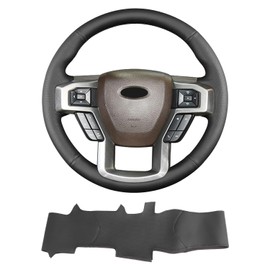 Yeolpise Hand Sewn Steering Wheel Cover,Fit for Ford F-150 2015-2020/F-250 F-350 F-450 F-550 2017-2021/F-600 2020-2021/F-650 F-750 2021,Non-Slip Breathable Microfiber Leather Steering Wheel Cover