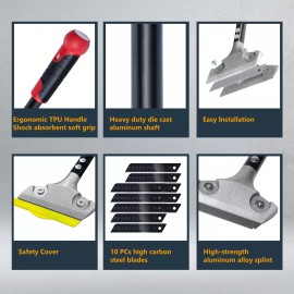 Powertec 24 Inch Heavy Duty Razor Scraper - 4" Wide Blade & 10 Replacement Blades (71977)