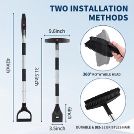 TERRALYX Ice Scrapers for Car Windshield,Snow Shovel with Aluminum Handle,42" Extendable Snow Brush with Foam Grip and 360° Pivoting Brush Head,Snow Scraper for Car,5 in 1 Snow Removal for Truck, SUV