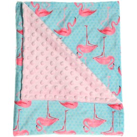Baby Blanket Super Soft Minky Blanket with Double Layer Dotted Backing Pink Flamingo Security Blanket for Newborns Nursery Stroller Receiving Toddlers Crib Bedding for Boy or Girl(30 x 40 Inch)