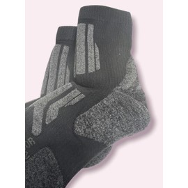 ITALIAN ENDURANCE Technical Socks for Trekking Reinforced Men Women Breathable Durable High Quality Mid Calf Height, 2 pairs of black/anthracite, 41 - 42