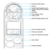 Vicloon Geometric Ruler, Multifunctional Geometric Ruler, Transparent Mathematics Drawing Ruler,