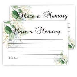 Share a Memory Cards, 50 Cards, Memory Card for Celebration of Life, Graduation, Wedding, Retirement, Going Away Party - Greenery (4" x 6"）