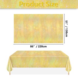 Gold Glitter Table Cloth, 4 Pack Gold Yellow Tablecloths for Anniversary Party Supplies Golden Birthday Party Decorations Wedding, 51 x 86 in