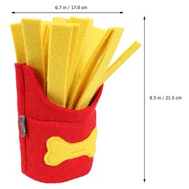 TEHAUX Dog Snuffle Toy French Fries Shape Interactive Slow Feeder Puzzle Toy for Chewing Training and Stress Relief 8.46X6.69X3.14 Inch Felt Material