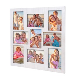 MONT PLEASANT 5x7 Picture Frame Collage Wall Decor- 9 Openings Multi Family Photo for Gallery Decor, Hanging Display White Picture Frame, Wall Mounting Vertically or Horizontally for Home Living Room