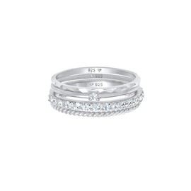 Elli Women's Stacking Ring Set of 4 Twisted in 925 Sterling Silver, Sterling Silver stone Sterling silver, None