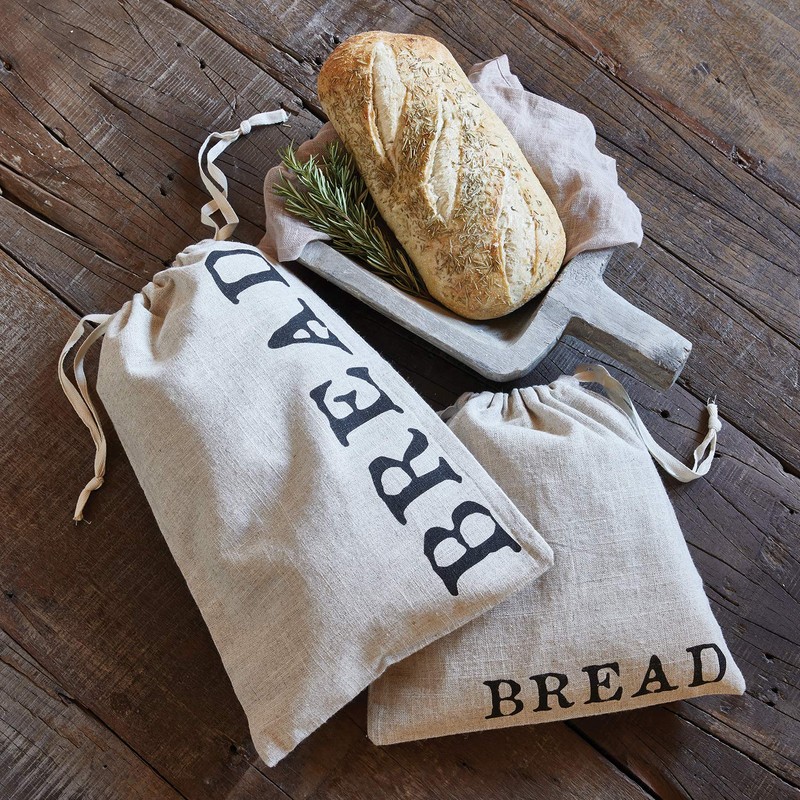 Creative Brands Table Sugar Linen Drawstring Bread Bag, 11 x