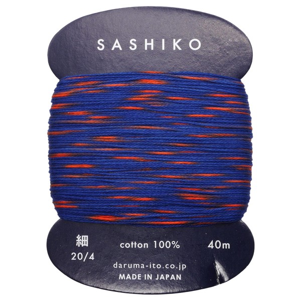 DARUMA Sashiko Thread (Thin) 2 Color Clay Card Roll, Approx. 15.7 ft (40 m), COL.302 Sparkler 01-2400