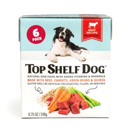 Fresh Dog Food, All Natural Complete Meal or Kibble Topper, Shelf Stable Premade Wet Recipe with Added Vitamins & Minerals for Picky Eaters Puppies Seniors (Beef, 6 x 8.75oz Cartons)