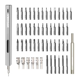HYCHIKA Mini Electric Screwdriver,Precision Screwdriver Set with 46 Magnetic Bits, Cordless Screwdriver with LED Light, Magnetic Storage,Repair Tool Set for Phone Camera Laptop Watch
