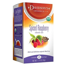 Davidson's Organics, Spiced Raspberry, 25-count Tea Bags, Pack of 6
