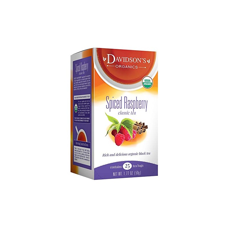 Davidson's Organics, Spiced Raspberry, 25-count Tea Bags, Pack of 6