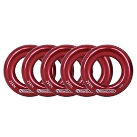 NewDoar Rappel Ring 25kN Gold Large O-Ring Rope Connector for Rock Climbing Arborist Rescue Hammock and Slackline (Pack of 5 red)