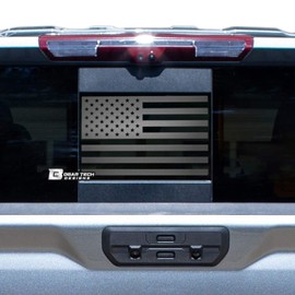 Bogar Tech Designs Precut Rear Middle Window American Flag Vinyl Decal Compatible with GMC Sierra and Chevy Silverado 2019-2025, Matte Black