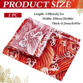 MAYJOYDIY 1.1 Yard 59 Inch Orange Red Japanese Sea Wave Cotton Fabrics Japanese Style Quilting Fabric Bronzing Design for Sewing Clothing Bag Tablecloth Sofa Pillow DIY Crafts