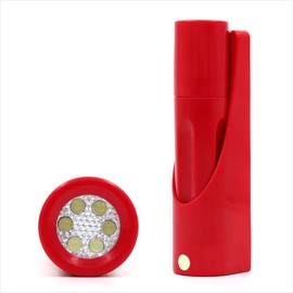 LED Flashlight, Wall-mount LED Handheld Light with 6 Ultra Bright Led ideal for Emergency Preparedness, Power Failure, Outdoor, Camping, Night light, Red (Red)