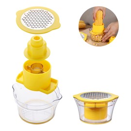 Corn Peeler, Corn Cob Stripping Tool, Corn Slicer Remover with Built-in Cup Grater, Corn Kernel Cutter, Ginger Grater, Kitchen Tools, Quick Corn Cob Stripping Tool, Corn Cutter (1)