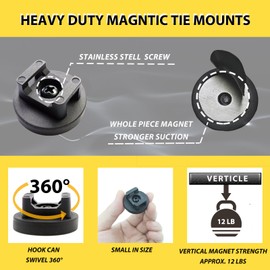 Magnetic Cable Zip Mounts Magnetic Cable Holder 31mm Multipurpose Magnet Wire Management Bases with 7.84" Reusable Zip Ties for Cord Organizer (10Magnets, 20 Cable Ties)