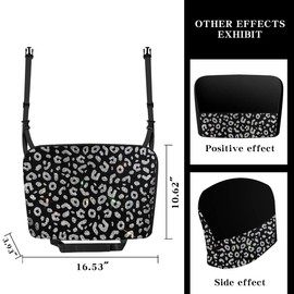 Blinglife Bling Leopard Diamond Car Handbag Holder Car Net Pocket Handbag Holder Car Backseat Organizer Car Handbag Holder Between Seats(White)