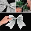 Large Silver Bows for Christmas Tree, 12 Pcs Glitter Christmas