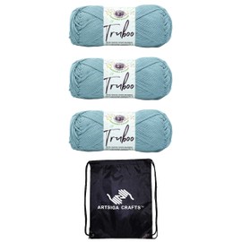 Lion Brand Truboo Sky 837-107 (3-Skeins - Same Dye Lot) DK Light Worsted #3 Rayon Yarn for Crocheting and Knitting with Project Bag