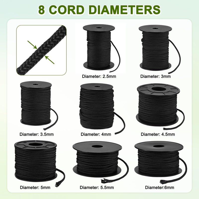 M METERXITY Recoil Starter Rope Pull Cord 2.5mm 30m, Black