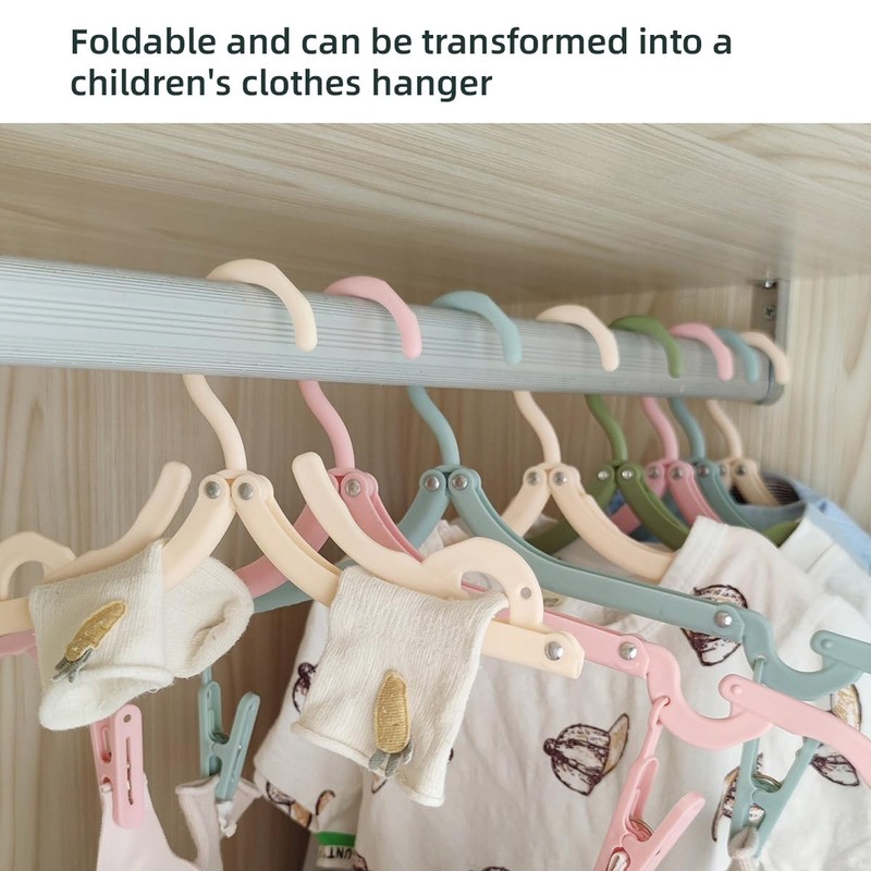 AIMALL 8 PCS Portable Folding Travel Clothes Hanger with Storage