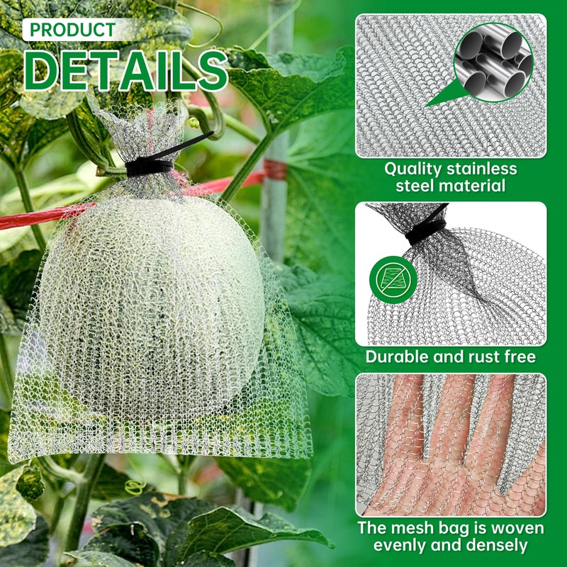 25Pcs 8 x 12 inch Fruit Protection Wire mesh Bags,