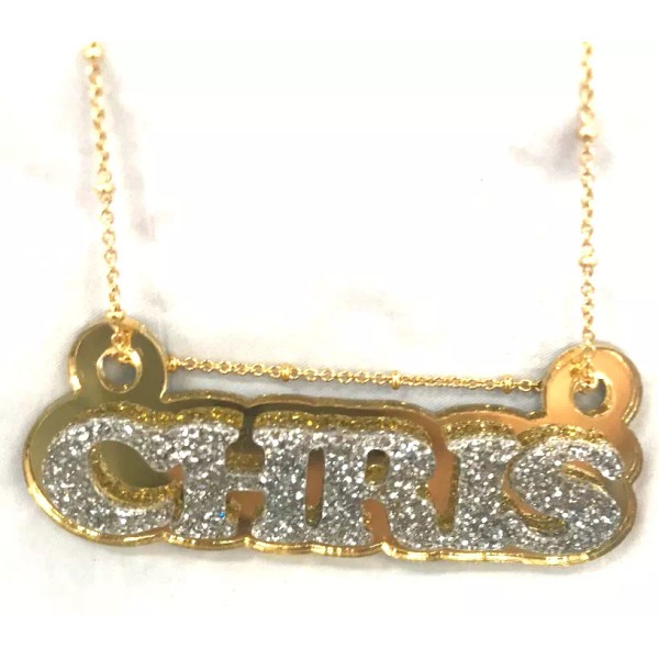 Mirror Mania Name Plate Custom Name Necklace Personalized Nameplate Gold