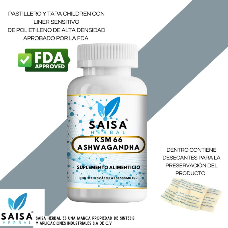 Saisa Herbal Ksm 66 Manejo Del Estres 120 Cáp Premium